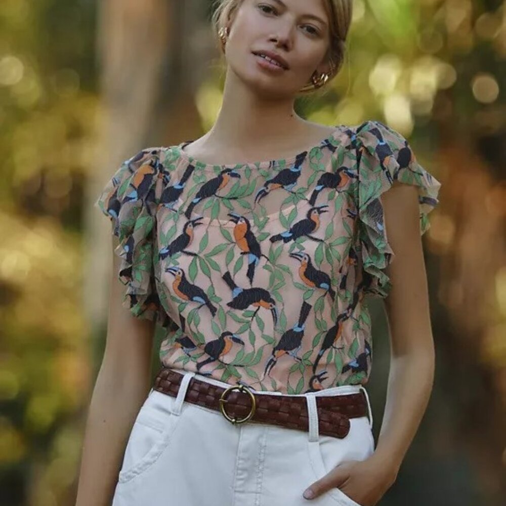 Eva Franco Bosque Embroidered Blouse, NWOT